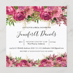 Waterverf Bloom Bridal Shower Kaart