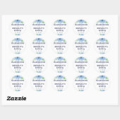 Waterverf Bloom Greenery Dusty Navy Blue Wedding Ronde Sticker (Vel)