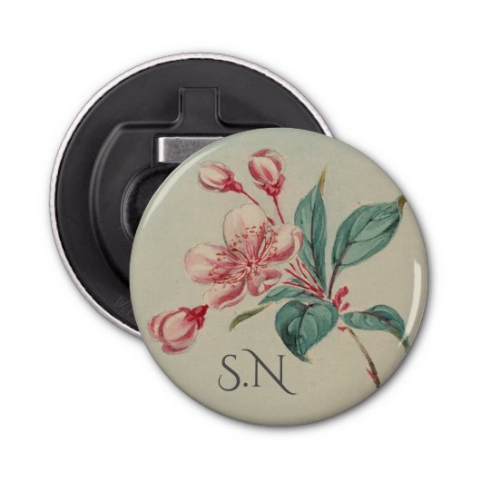  Waterverf Bloom Monogram Button Flesopener (Voorkant)
