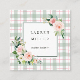 Waterverf Bloom | Pastel Vierkante Visitekaartje