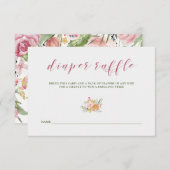 Waterverf Bloom Pink | Baby shower Diaper Raffle Informatiekaartje (Voorkant / Achterkant)
