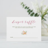 Waterverf Bloom Pink | Baby shower Diaper Raffle Informatiekaartje (Staand voorkant)