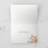 Waterverf Bloom Pink | Gouden Bloemen Dank u Bedankkaart (Binnen)