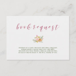 Waterverf Bloom Pink | Verzoek om Baby shower Book Informatiekaartje