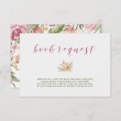 Waterverf Bloom Pink | Verzoek om Baby shower Book Informatiekaartje (Voorkant / Achterkant)