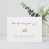 Waterverf Bloom Pink | Verzoek om Baby shower Book Informatiekaartje (Staand voorkant)