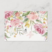 Waterverf Bloom Pink | Verzoek om Baby shower Book Informatiekaartje (Achterkant)