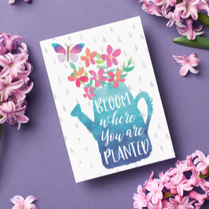 Waterverf Bloom waar u bent geplant Briefkaart