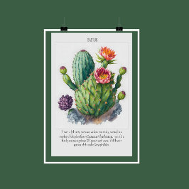 Waterverf Blooming Cactus Poster Wanddecor