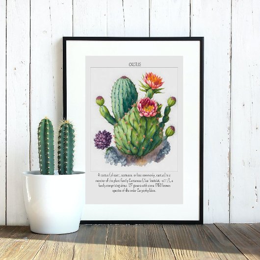 Waterverf Blooming Cactus Poster Wanddecor