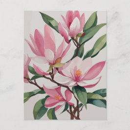 Waterverf Blooming Roze Magnolia Briefkaart