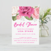 Waterverf Blooming Rozen Bridal Shower Invitation Kaart (Staand voorkant)