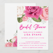 Waterverf Blooming Rozen Bridal Shower Invitation Kaart (Voorkant / Achterkant)