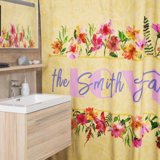  Waterverf Blooming Spring Flowers Yellow Douchegordijn