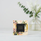 Waterverf Blooms | Goud en pekelhout op zwart Vierkante Visitekaartje (Staand voorkant)