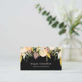 Waterverf Blooms | Goud en pekelhout op zwart Visitekaartje (Staand voorkant)