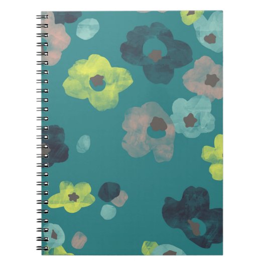 Waterverf Blooms Journal - Blauwgroen Notitieboek (Voorkant)