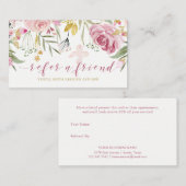 Waterverf Blooms | Referentie roze en gouden bloem Aanbevelingskaartje (Voorkant / Achterkant)