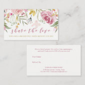 Waterverf Blooms | Referentie roze en gouden bloem Aanbevelingskaartje (Voorkant / Achterkant)