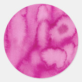 Waterverf Blooms Roze Classic Ronde Sticker (Voorkant)