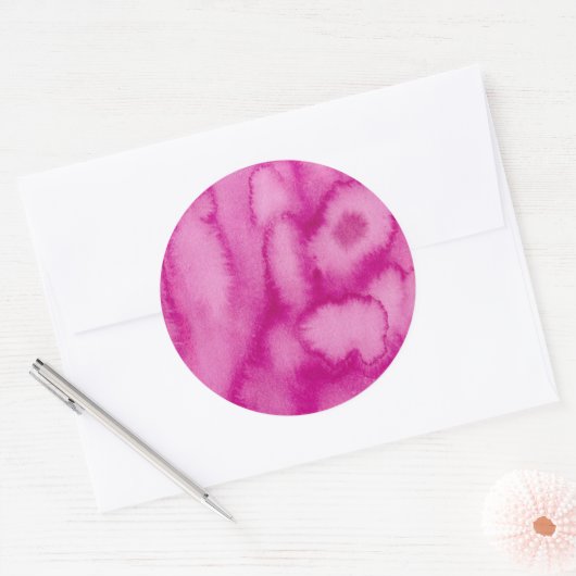 Waterverf Blooms Roze Classic Ronde Sticker (Envelop)