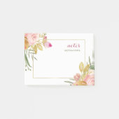 Waterverf Blooms | Roze en goudvlies op wit Post-it® Notes (Voorkant)