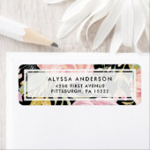 Waterverf Blooms | Roze en goudvlies op zwart Etiket (Insitu)