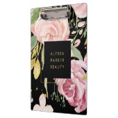 Waterverf Blooms | Roze en goudvlies op zwart Klembord (Links)