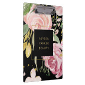 Waterverf Blooms | Roze en goudvlies op zwart Klembord (Rechts)