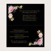 Waterverf Blooms | Roze en goudvlies op zwart Visitekaartje (Binnenkant ongevouwen)