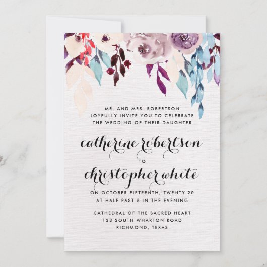 Waterverf Blooms Weddenschap Kaart (Voorkant)