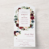 waterverf bloorale bruiloft all in one uitnodiging (Binnen)