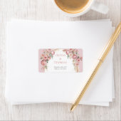 Waterverf blos roze bloemetjes boho arch pampas etiket (Insitu)