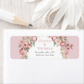 Waterverf blos roze bloemetjes boho arch pampas etiket (Insitu)