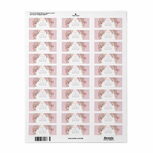 Waterverf blos roze bloemetjes boho arch pampas etiket (Full Sheet)
