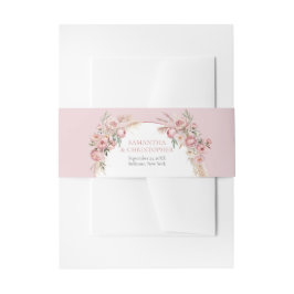 Waterverf blos roze bloemetjes boho arch pampas uitnodigingen wikkel