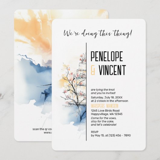 Waterverf Blossom Cake Kaart (Voorkant / Achterkant)