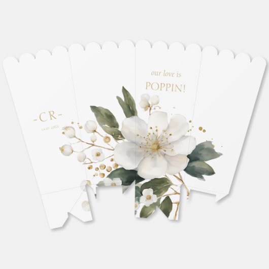 Waterverf Blossom & Faux Gold Splatter Bruiloft Bedankdoosjes (Ongevouwen)