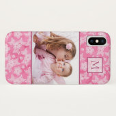 Waterverf Blossom Roze Monogram Foto Case-Mate iPhone Case (Achterkant (horizontaal))