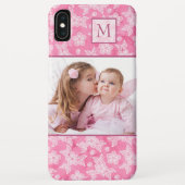 Waterverf Blossom Roze Monogram Foto Case-Mate iPhone Case (Achterkant)