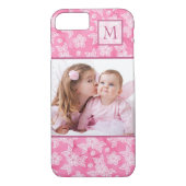 Waterverf Blossom Roze Monogram Foto Case-Mate iPhone Case (Achterkant)