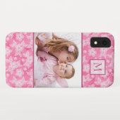 Waterverf Blossom Roze Monogram Foto Case-Mate iPhone Case (Achterkant (horizontaal))