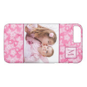 Waterverf Blossom Roze Monogram Foto Case-Mate iPhone Case (Achterkant (Horizontaal))