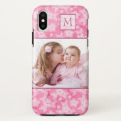 Waterverf Blossom Roze Monogram Foto Case-Mate iPhone Case (Achterkant)
