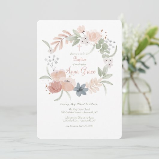 Waterverf Blossom Wreath Kaart (Staand voorkant)