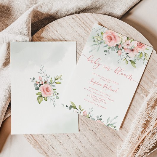 Waterverf blozen baby blozen uitnodiging