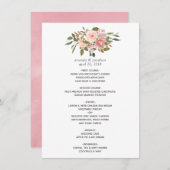 Waterverf blozen Blush Pink Weddenschap Menu (Voorkant / Achterkant)