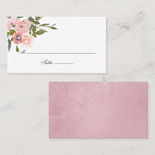 Waterverf blozen Blush Pink Weddenschap Plaatskaartje (Voorkant / Achterkant)