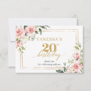 Waterverf blozen eucalyptus 20e geboortedag bedankkaart