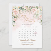 Waterverf blozen eucalyptus gouden kalender save the date (Voorkant)